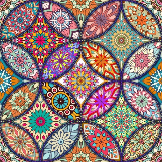 Mano che traccia a matita i cerchi concentrici di un mandala da disegnare e colorare