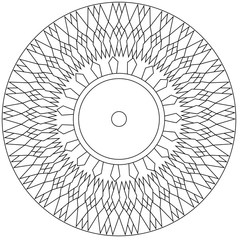 Mandala dell'unità interiore, disegno complesso della raccolta forza interiore da colorare