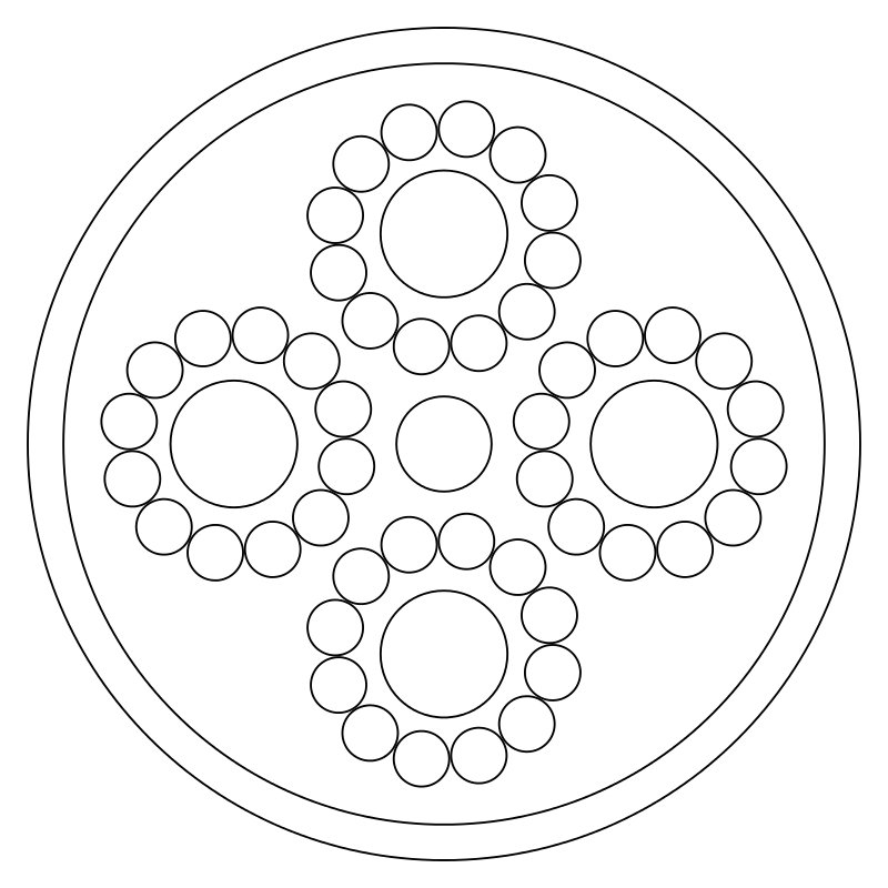 Mandala per bambini numero 1, disegno semplice con grandi cerchi da colorare