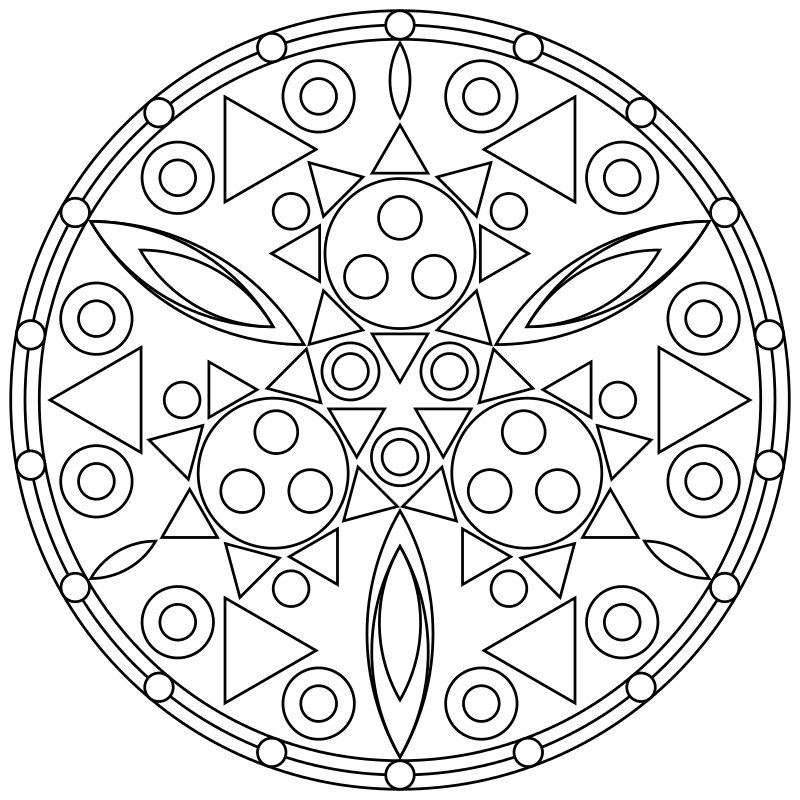 Mandala esoterico numero 2, disegno simbolico da colorare